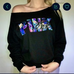 RARE VS PINK Off-Shoulder Sweatshirt